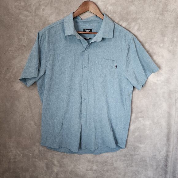Hurley Men's Medium Gray Short Sleeve Button-Up Shirt - Picture 1 of 8